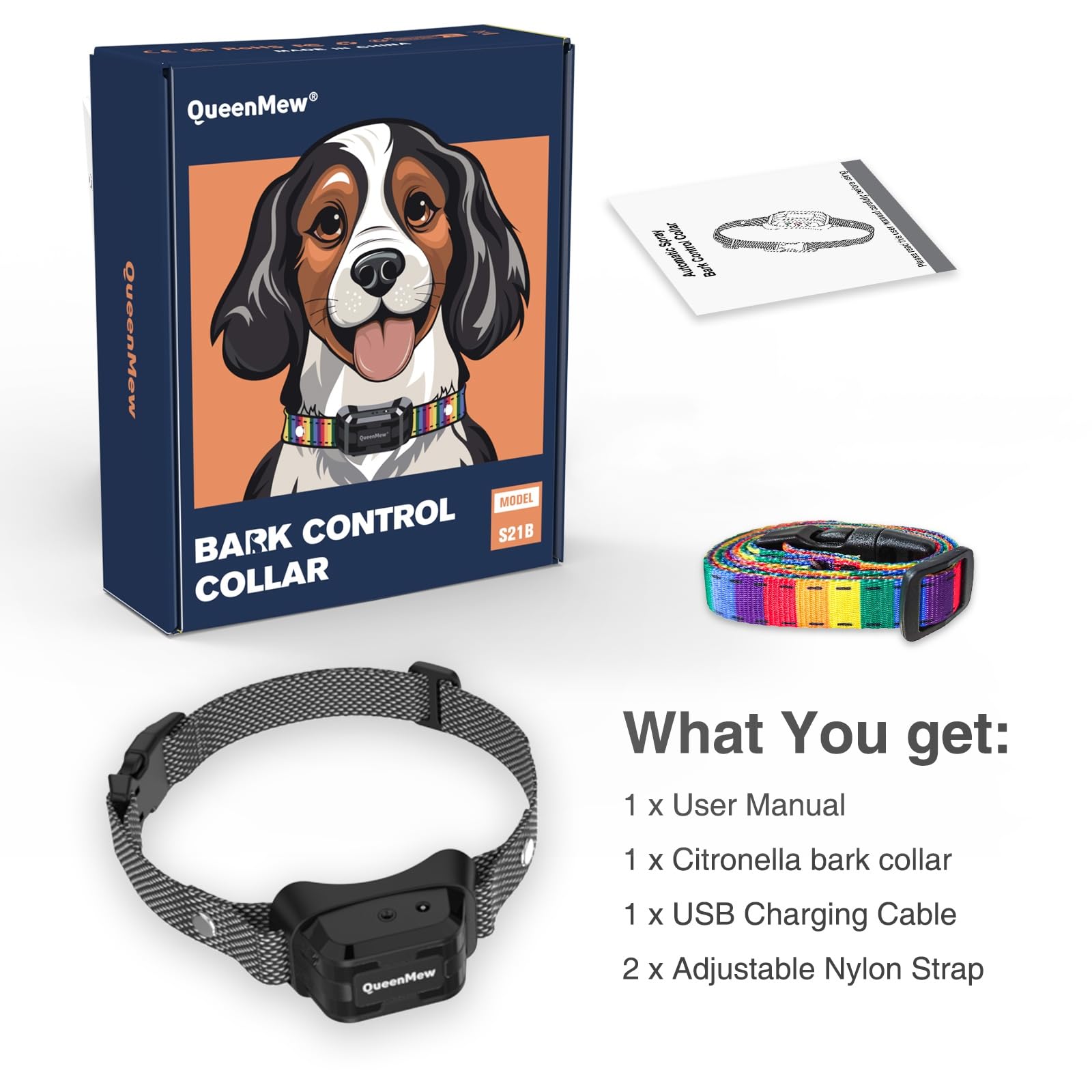 Collare Antiabbaio per Cani, Auto Collare Antiabbaio, Antiabbaio per Cani con 3 Livelli Sensibilità e Spruzzo Regolabili, Collare Anti Abbaio per Cani con 2 Cinghie per Cani di Piccola Grande Taglia