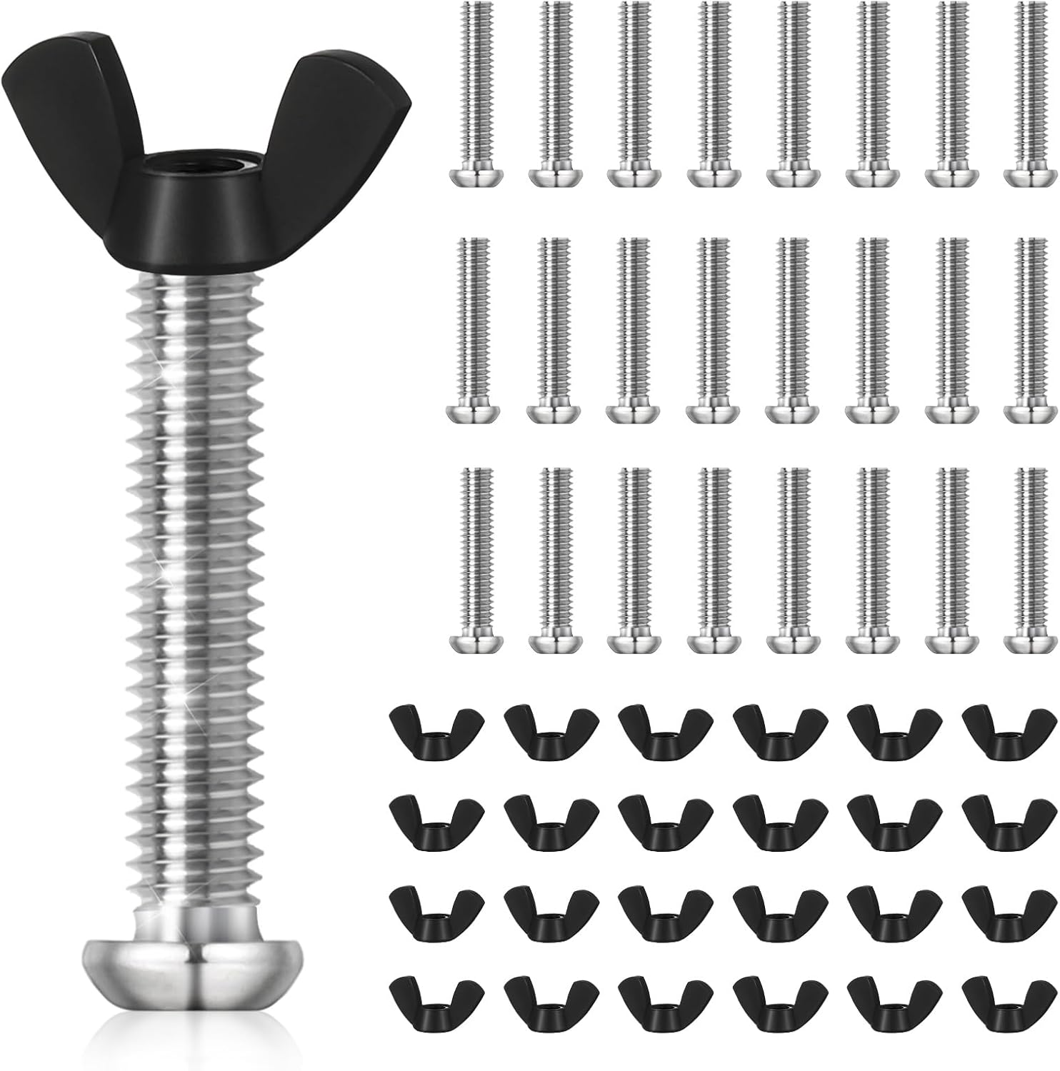 24 Pcs Pet Carrier Fasteners Set, M6 Stainless Steel Replacement Bolts and Butterfly Nuts, Dog Kennel Hardware Replacement Kit, Pet Carrier Replacement Set, for pet Boxes with 6mm Threads