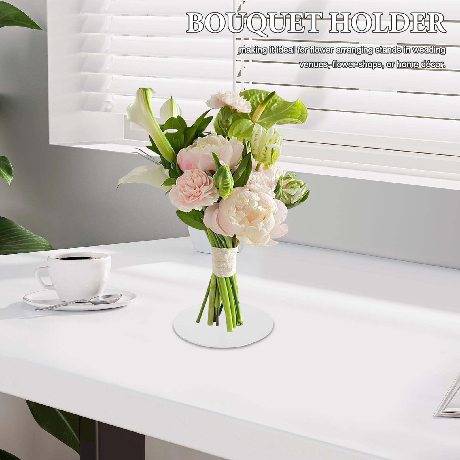 Supporto per Bouquet Regolabile in Ferro Bianco Design Elegante e Pratico per Esposizioni di Fiori e Forniture per Negozi di Fiori