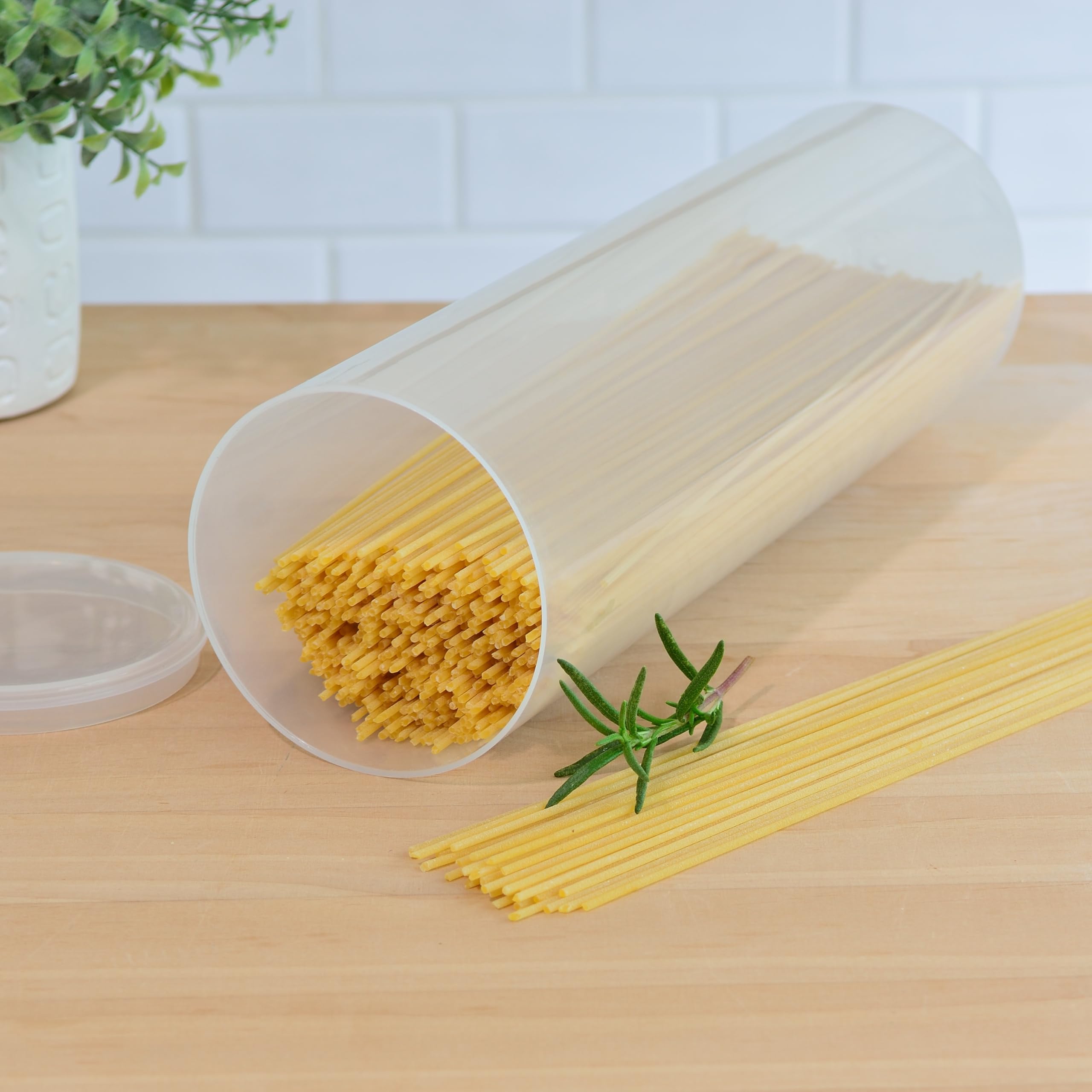 Youngever Kunststoff Spaghetti Behälter, Spaghetti-Glas, Nudelbehälter Aufbewahrung mit Deckel, Lebensmittelaufbewahrung für Nudeln, Bohnen, Strohhalme, Lebensmittelaufbewahrungsbehälter mit Deckel