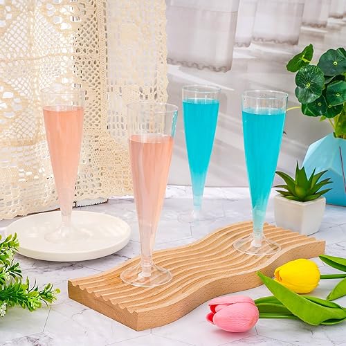 Miniatura 5 de Whaline Paquete de 50 copas de champán de plástico de 5 onzas, copas de vino desechables para graduación, bodas, Año Nuevo, picnic, suministros de
