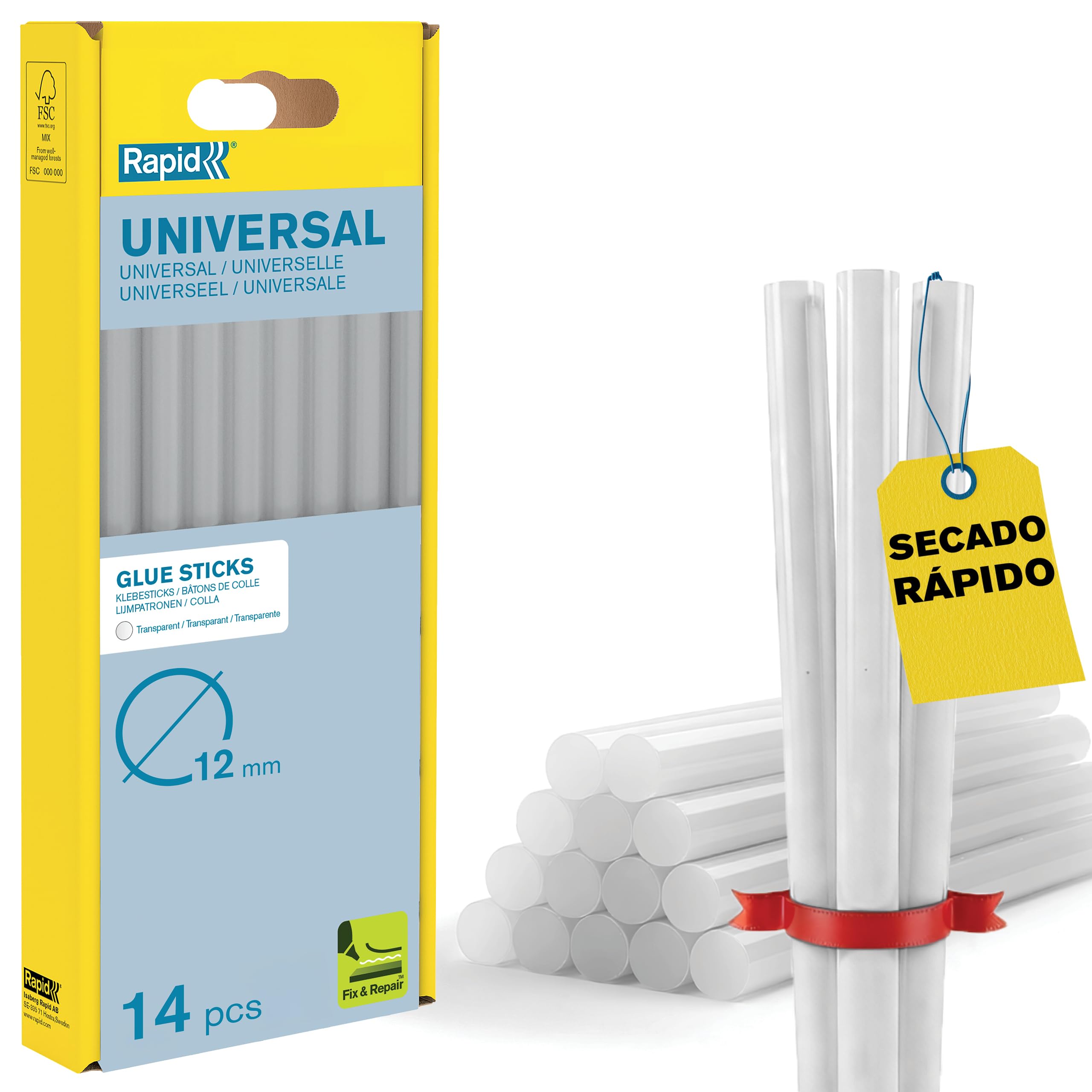 RAPID 40107362 - Cola 250g D12x190 mm. Transparente