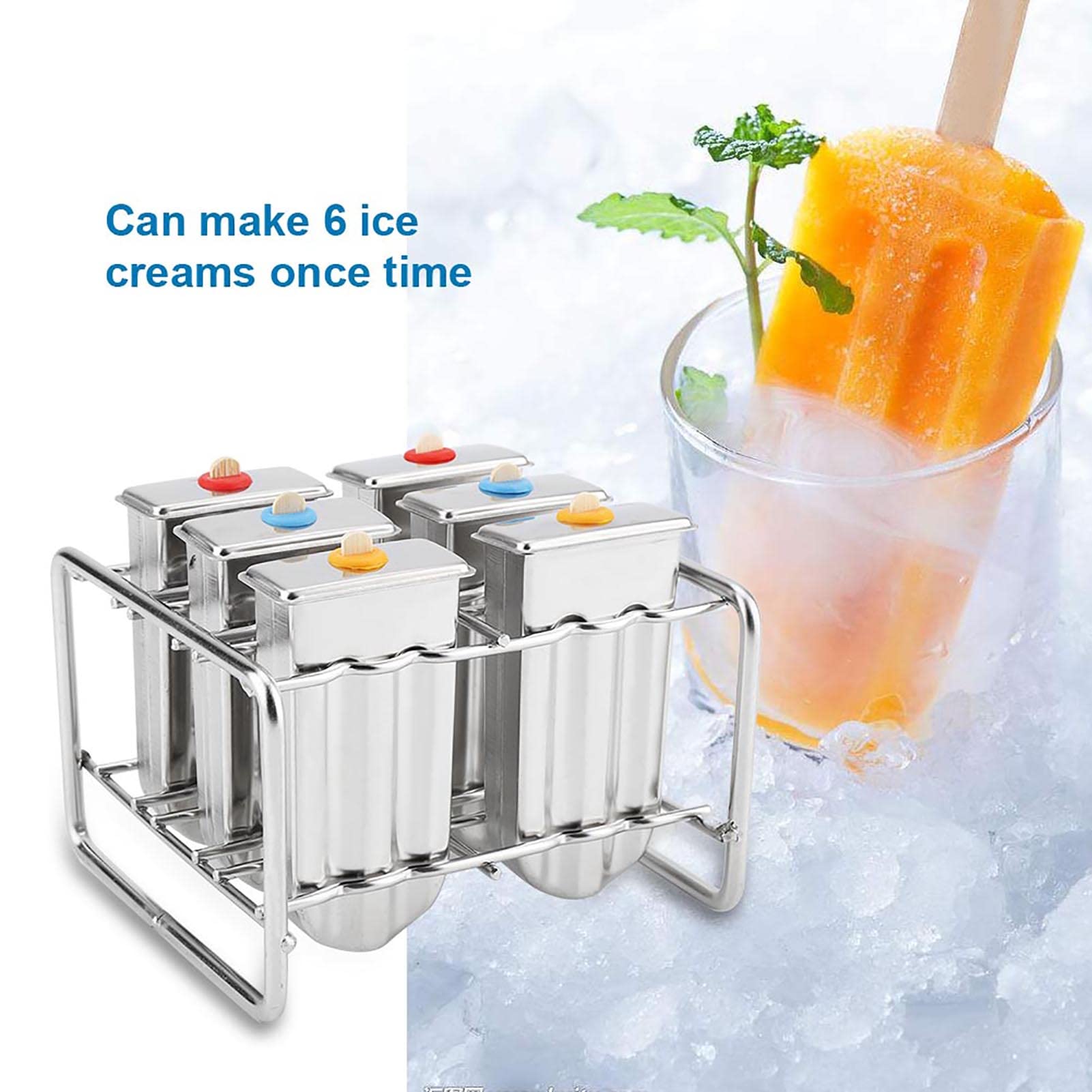 Luocute Stampo per Gelato in Acciaio Inox, 6 Cavità DIY Pop Maker (Round