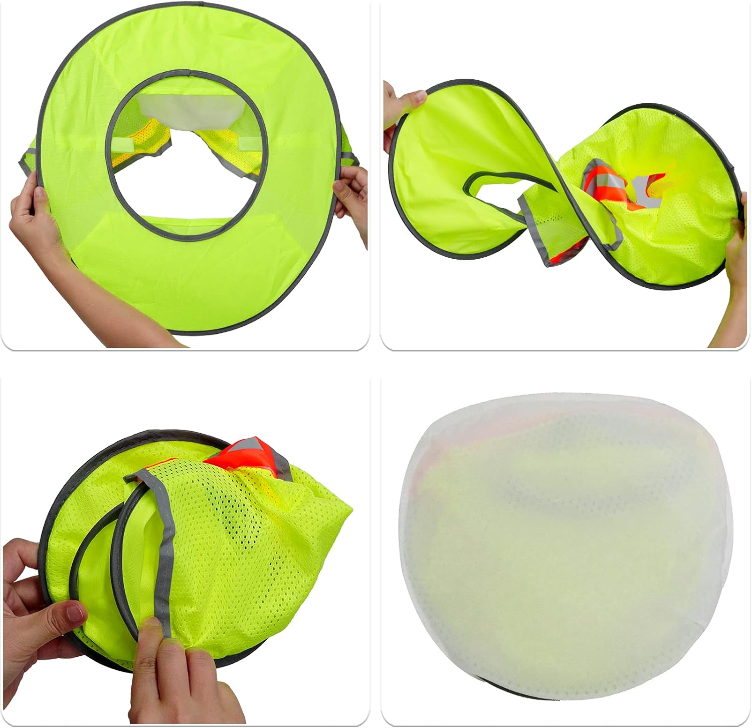 Topbuti 3 Pack Hard Hat Sun Shield Full Brim Mesh Hats Neck Sunshade, High Visibility Neck Sunshield w/Reflective Stripe for Hardhats