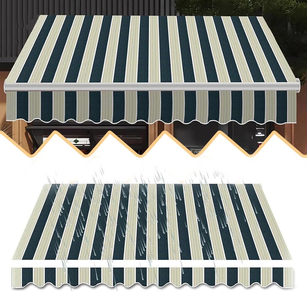Toile pour auvent rétractable 500x300 cm sur mesure pour terrasse et grande fenêtre