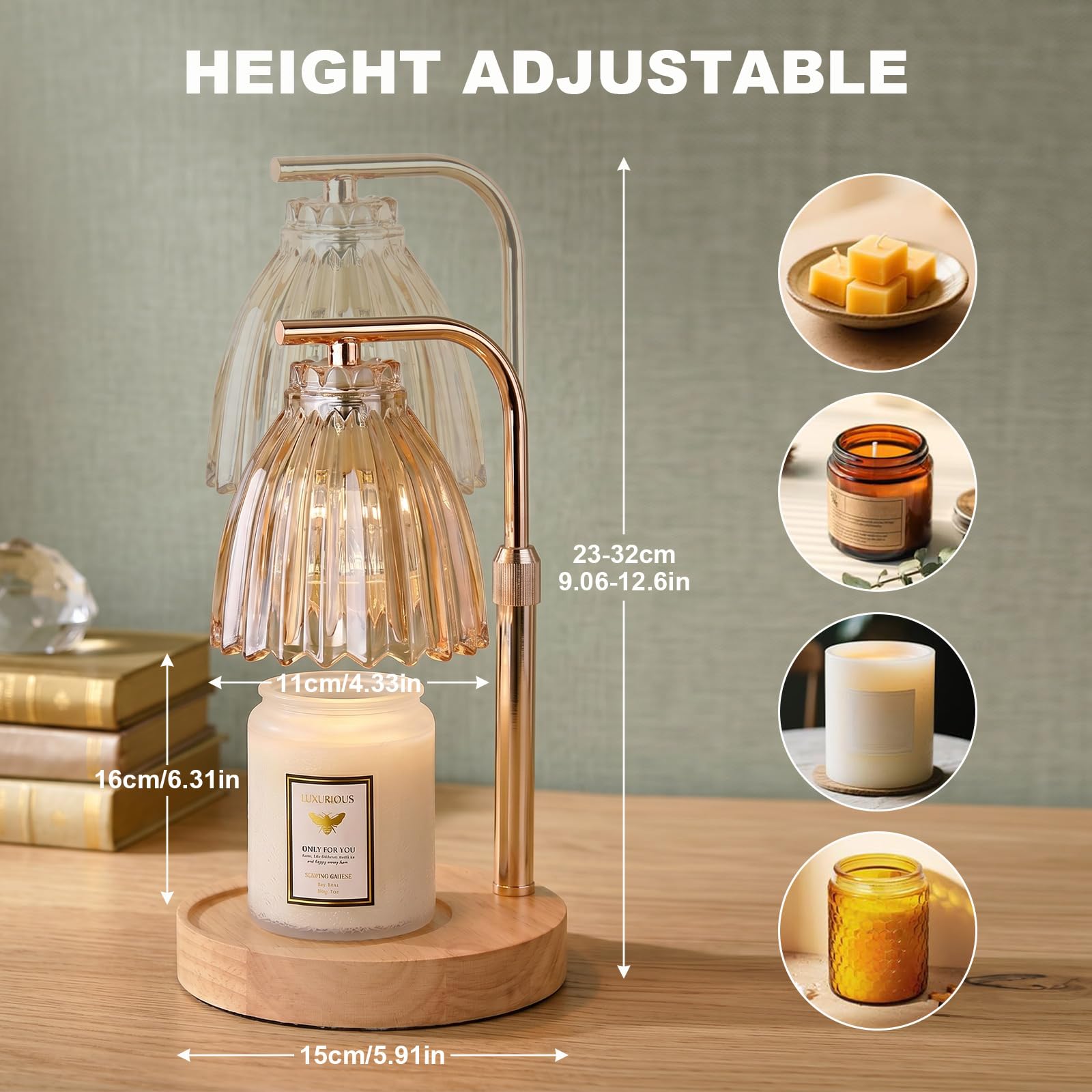 GKXLH Timer & Dimmable - Lampada scalda candela con 2 lampadine (strisce
