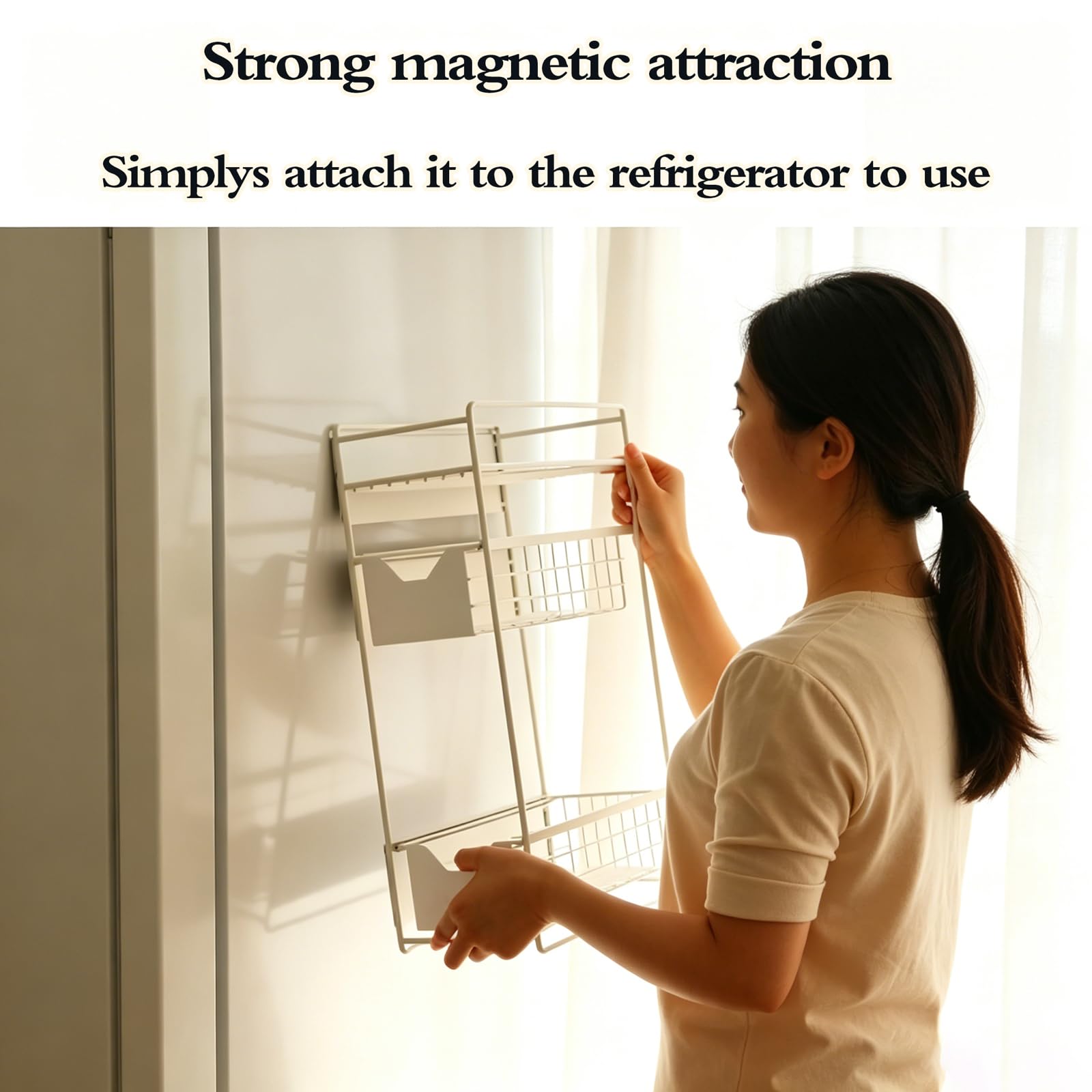 Cesti Magnetici per Scaffali Contenitori,Portaspezie Magnetico Frigorifero,Scaffale Magnetico Frigorifero,Salvaspazio,Adatto per Riporre Condimenti da Cucina