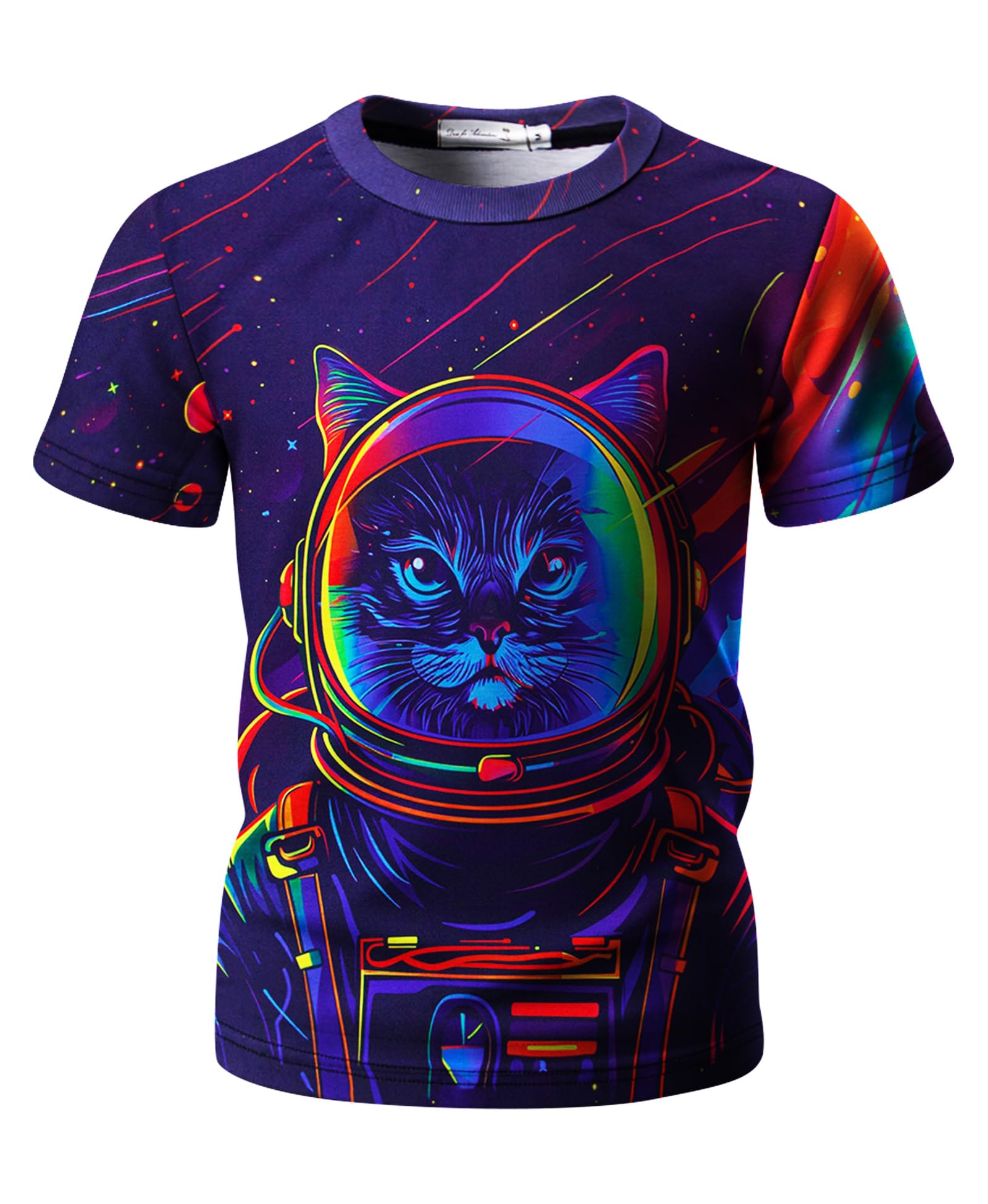 Weecreeture Kids Neon Graphic T-Shirt – Fun 3D Printed Short Sleeve Tees for Boys and Girls Ages 4-16