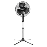 Comfort Zone Electric Oscillating Pedestal Fan, Stand Fan, 16 inch, 3 Speed, 90 Degree Oscillating Head, Adjustable Height and Tilt, Airflow 7.48 ft/sec, Ideal for Home, Bedroom & Office, CZST161BTEBK