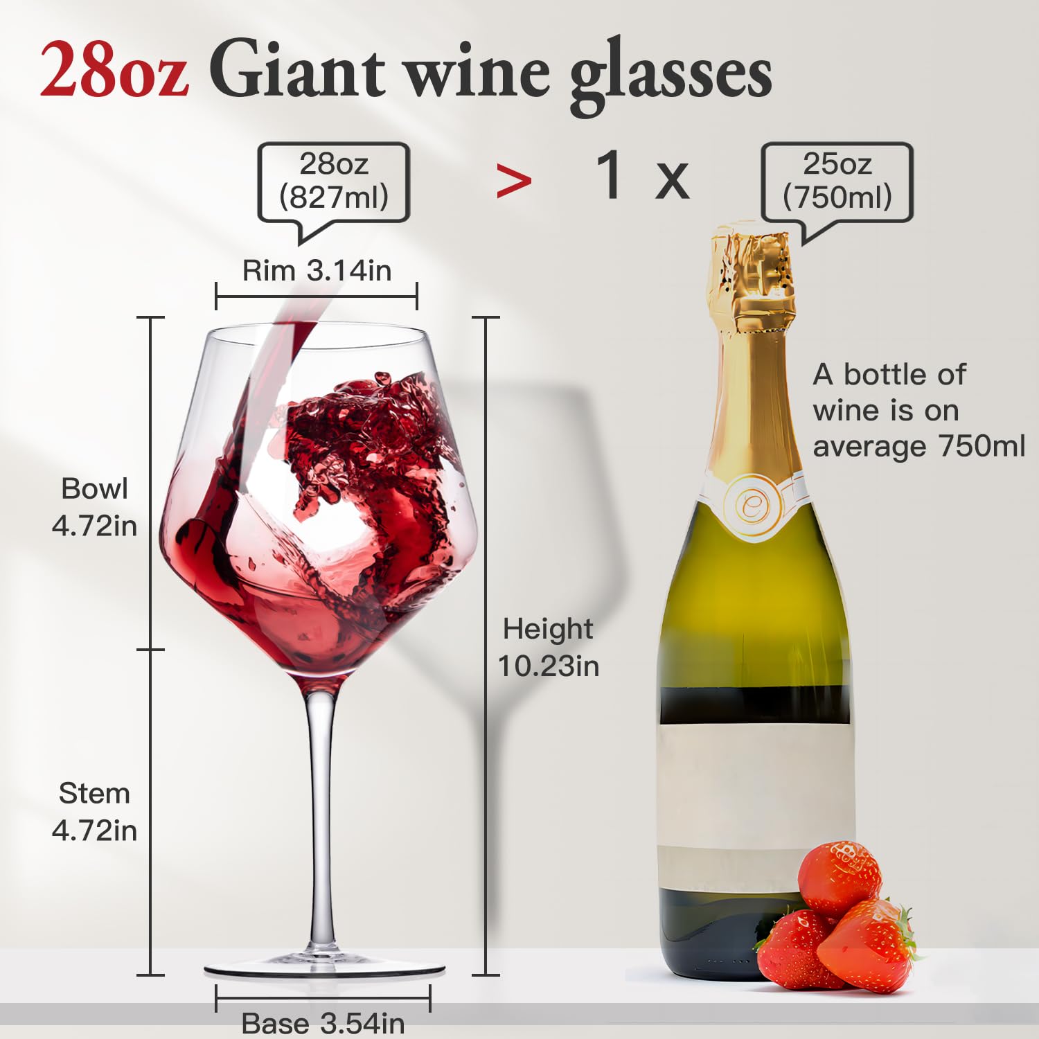 Large Wine Glasses Set - 28oz Red Wine Glasses -4