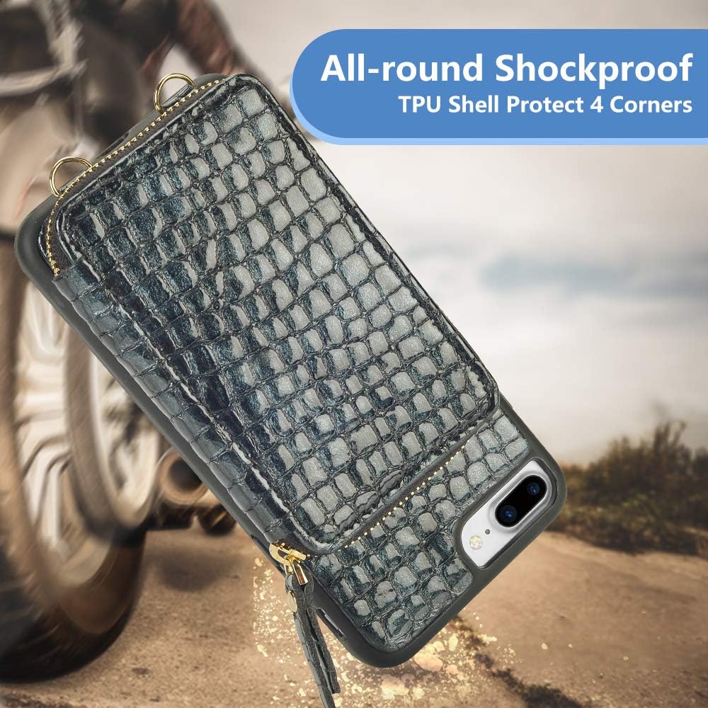 Buу 1 gеt 1 🔥 LAMEEKU iPhone 8 Plus Wallet Case, iPhone 7 Plus Stone Pattern Zipper Card Holder Slot Case with Strap Crossbody Chain, Shockproof Protective Phone Cover for iPhone 8 Plus/7 Plus 5.5-Gray Tесh Dеаlѕ 🔥 LAMEEKU iPhone 8 Plus Wallet Case, iPhone 7 Plus Stone Pattern Zipper Card Holder Slot Case with Strap Crossbody Chain, Shockproof Protective Phone Cover for iPhone 8 Plus/7 Plus 5.5-Gray