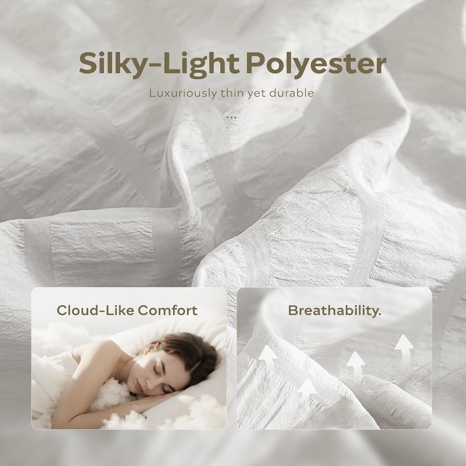 JELLYMONI Microfiber Pillow Case 2-Pack, King Size Beige Seersucker Textured Pillow Covers, Breathable Wrinkle-Free Pillow Shams with Envelope Closure (Pillows Not Included) - Image 3