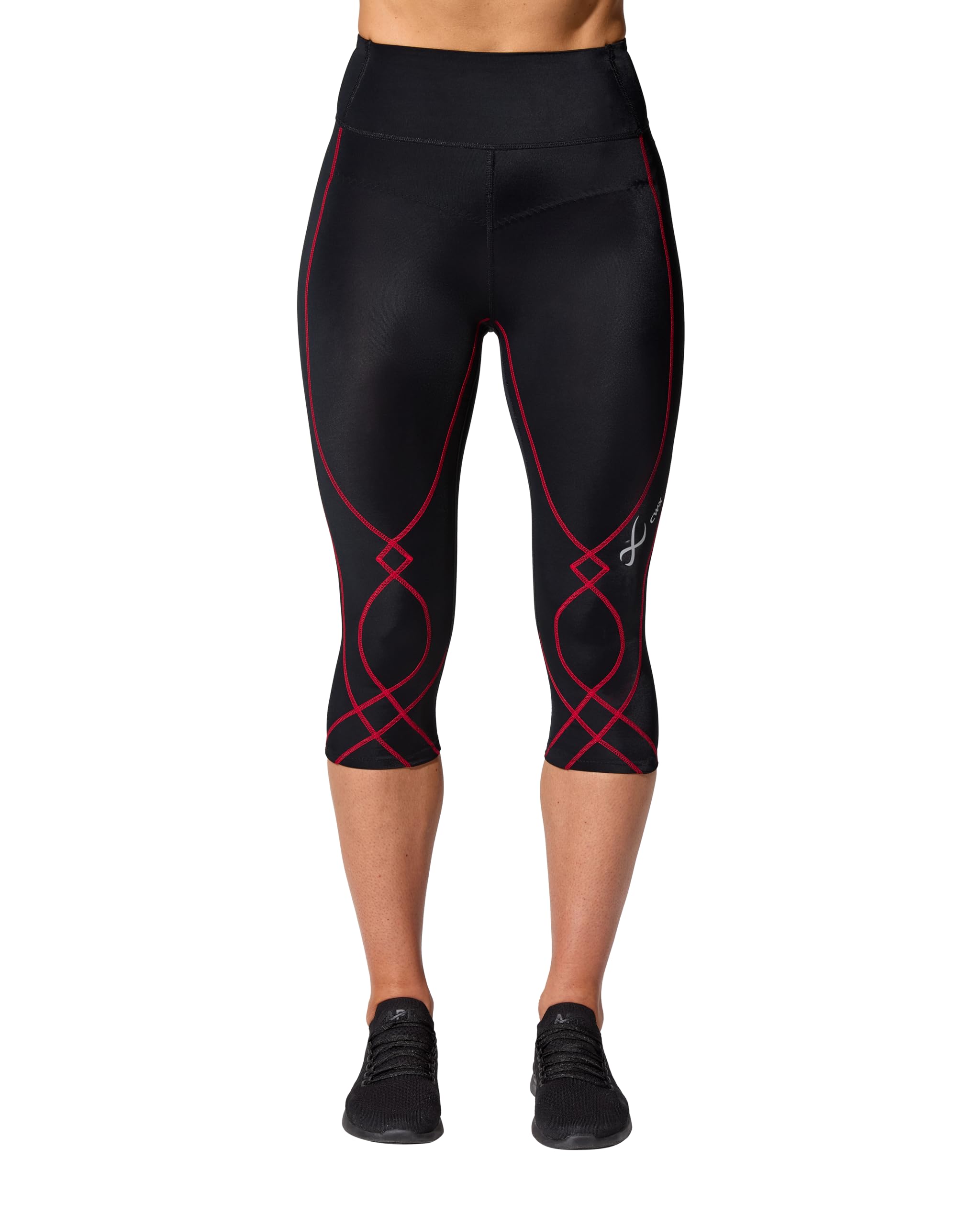 CW-X Women's Stabilyx 3.0 Joint Support 3/4 Capri Compression Tight, High-Rise Leggings with Back Phone Pocket for Running