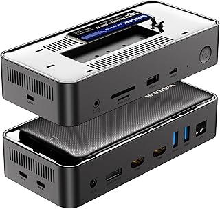 WAVLINK Laptop Docking Station 3 Monitors(Max Resolution: Single 8K or Triple 4K), 12-1 USB C Hub with 10Gbps M.2 PCIe/SATA SSD Enclosure, 2*HDMI + DP, 100W PD, for MacBook Pro/Air Mac mini M1–M4