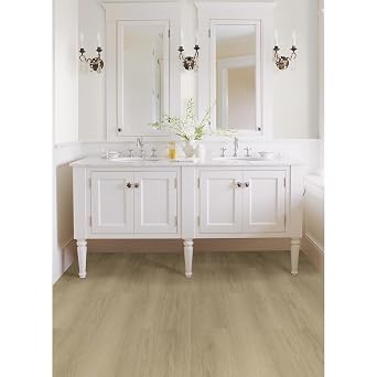 FloorPops 36-in by 6-in Light Oak Peel and Stick Wood Floor Planks, Pack of 7 Tiles, FPW6158