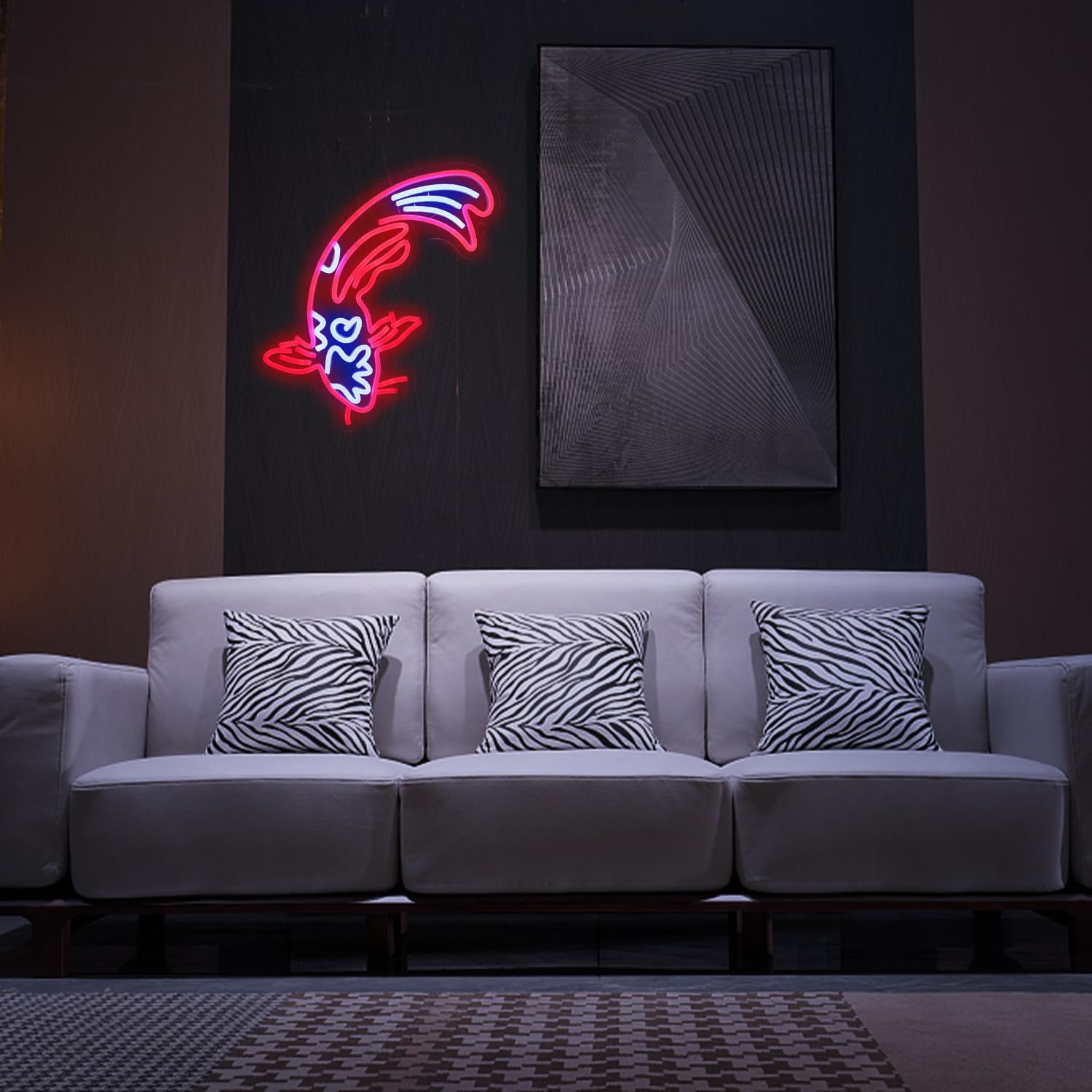 Koi Fish Neon Sign Koi Carp Neon Lights Japanese Fish Led Neon Red Blue Lucky Fish Neon Signs for Wall Decor 17”x9.5”with USB/Switch for Bar, Restaurant, Office, Living Room - Image 6