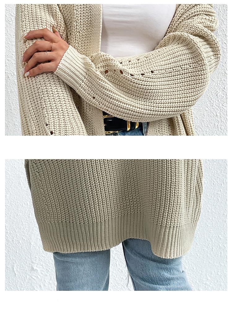 Moda Mujer,Cárdigan De Punto para Mujer Suelto Liso Abierto De Manga Larga Informal para Otoño E Invierno Elegante para Trabajo Y Oficina.