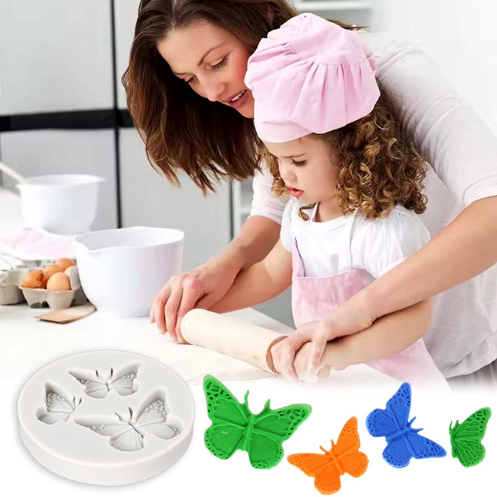 Lot de 4 mini moules en silicone en forme de papillon mignon pour fondant, gâteau, bonbons, chocolat, savon, résine époxy pour desserts, sucre, argile polymère, loisirs créatifs Lot de 4 mini moules en silicone en forme de papillon mignon pour fondant, gâteau, bonbons, chocolat, savon, résine époxy pour desserts, sucre, argile polymère, loisirs créatifs