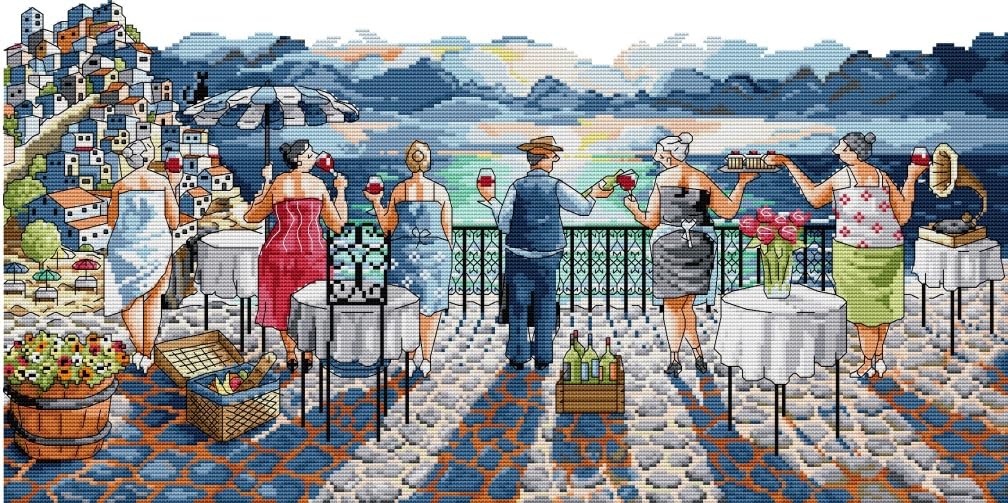 Awesocrafts Leisure Life Cross Stitch Stamped Kits Easy Patterns Cross Stitching Embroidery Needlework Kit Supplies 14Ct 2 Strands