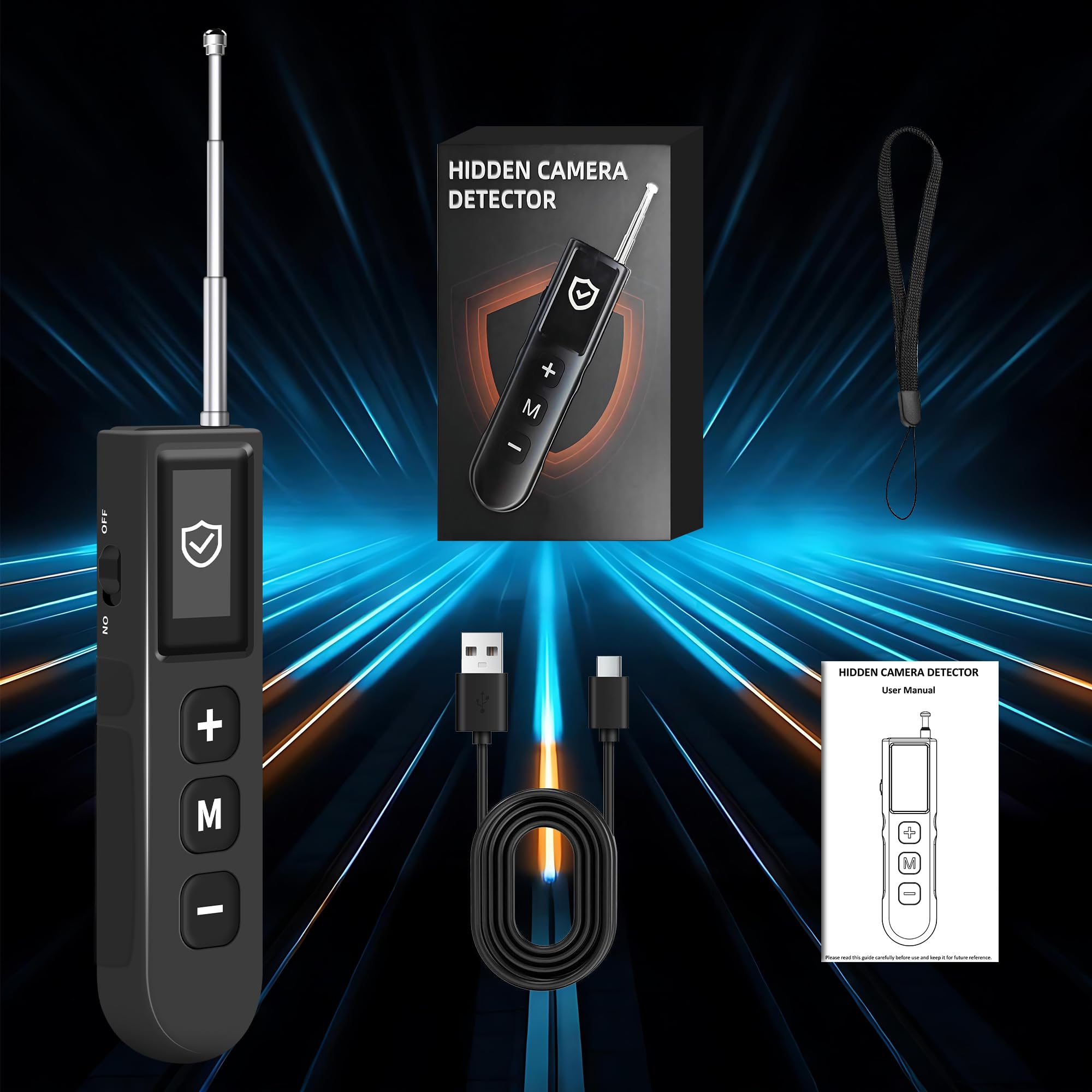 Détecteur de Caméra Cachée, 6 en 1 Detecteur Micro Espion RF sans Fil, Detecteur de Camera et Micro Espion, Anti-Espion, Détecteur de Micros GPS, Détecteur de Bugs pour Bureau, Hôtel, Maison