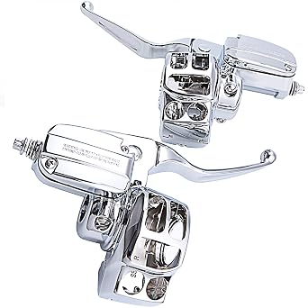 Hydraulic Brake Clutch Handlebar Control Kit Switch Housings for 14-Up Harley-Davidson Touring FLHT FLHX Road Glide 47-701 Chrome