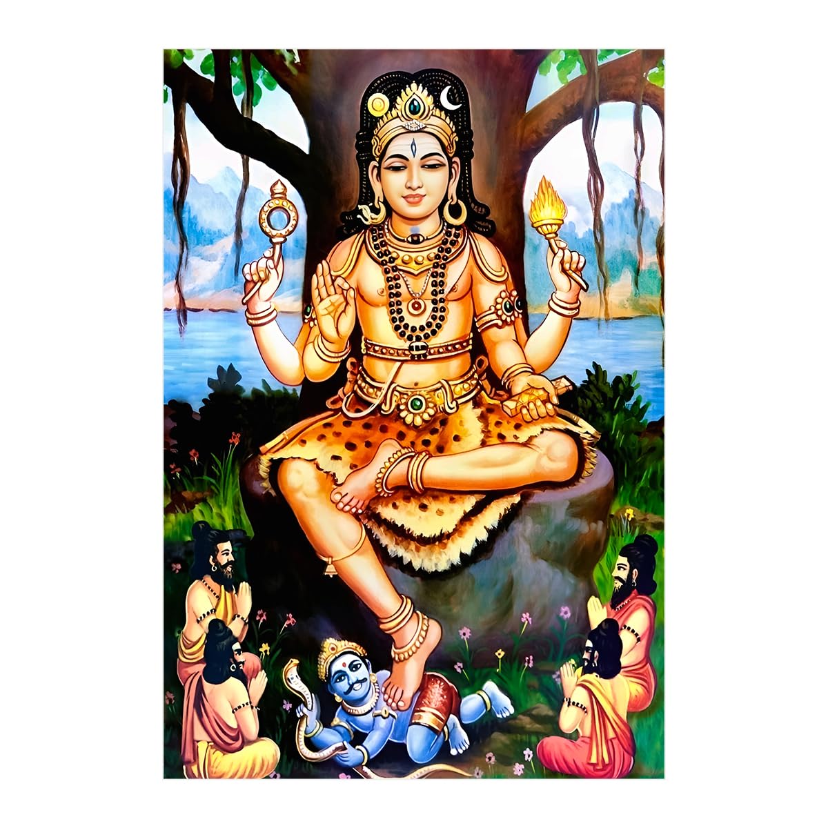 Dakshinamurthy Wall Sticker - Lord dakshinamurthy Wall Sticker - Large Size - Pooja Room - 300GSM -Glossy - Strong Adhesive-image-37