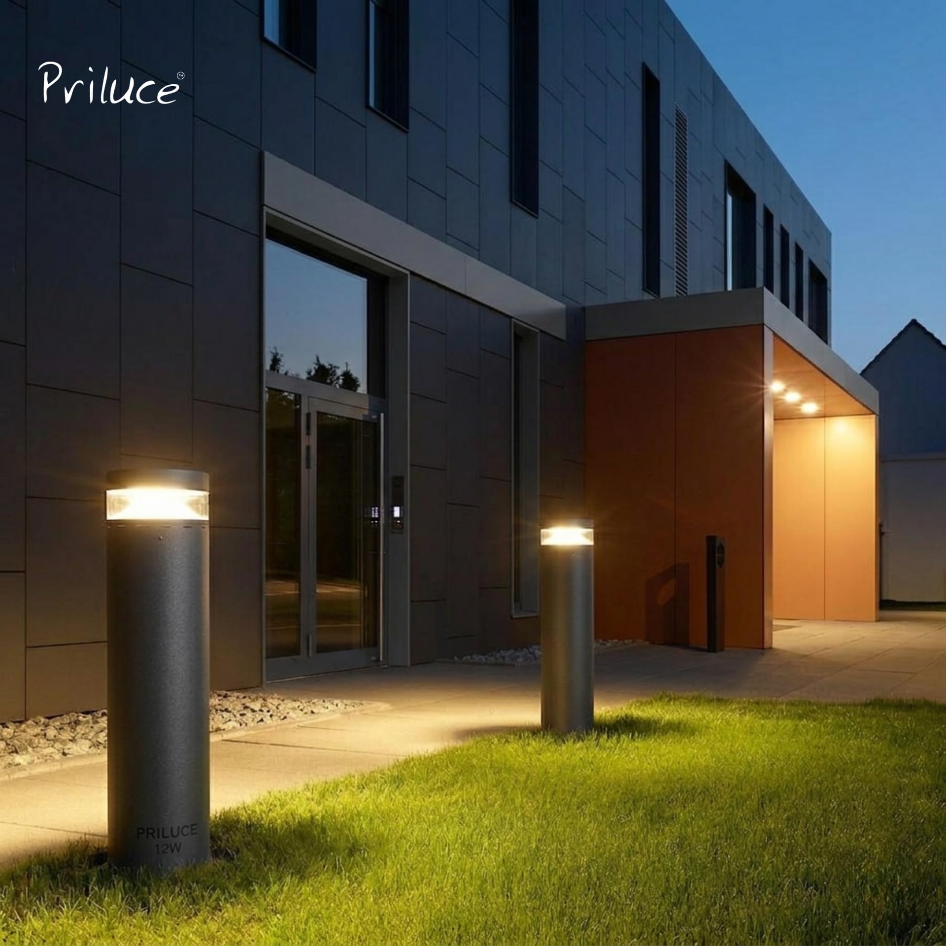 PRILUCE 12W COB Outdoor Pathway Bollard Garden Post Light | 508mm | Graphite Grey Die-Cast Aluminium | IP65 Waterproof | Powered by CREE 3