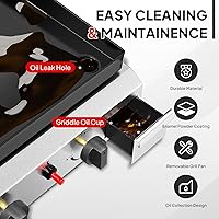 Vista 3 de ROVSUN 2 Burner Portable Propane Griddle with Enameled Tray & Lid, 20,000 BTU Tabletop Flat Top Gas Grill with Electronic Ignition & Regulator for