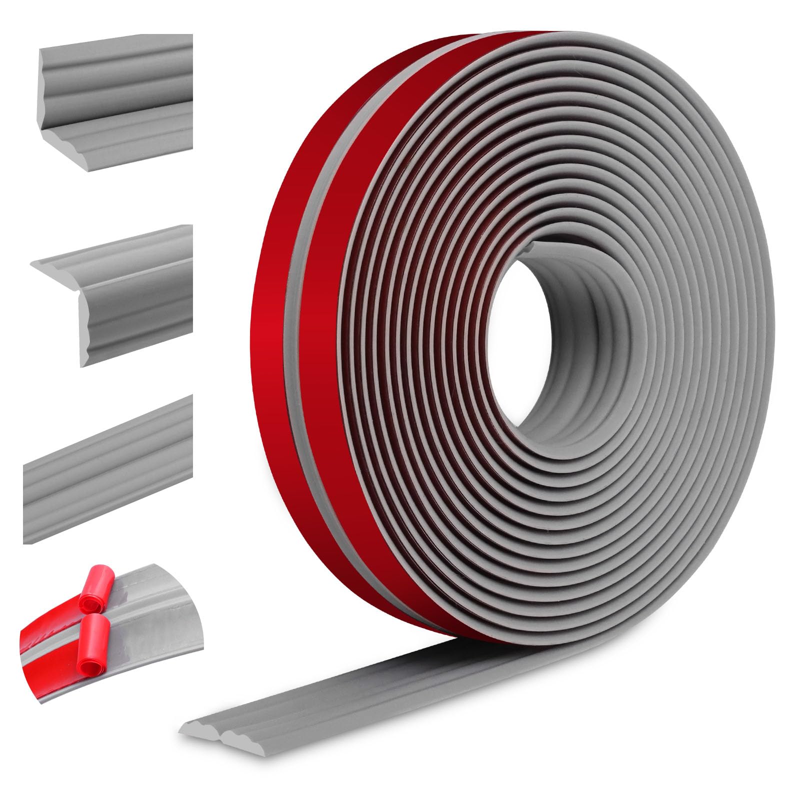 Peel and Stick Wall Moulding Trim Flexible Edging Trim Self Adhesive Wall Corner Protectors Edging Strip for Home Decor Floor Transition (60mm×3m, Gray)
