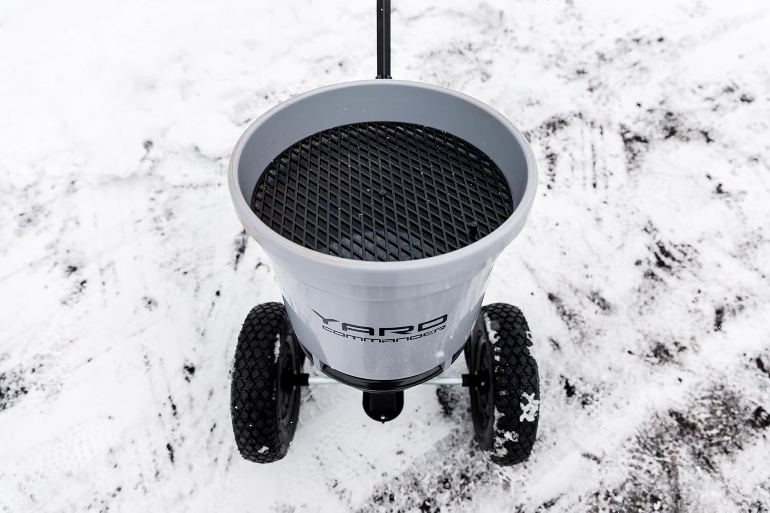 Yard Commander - Commercial 50 LB Walk-Behind Push Broadcast Spreader - 10-12 Foot Spread - Fertilizer, Ice Melt & Grass Seed - Clog Free Design - Fully Enclosed Gear Box - Adjustable Drop Rate