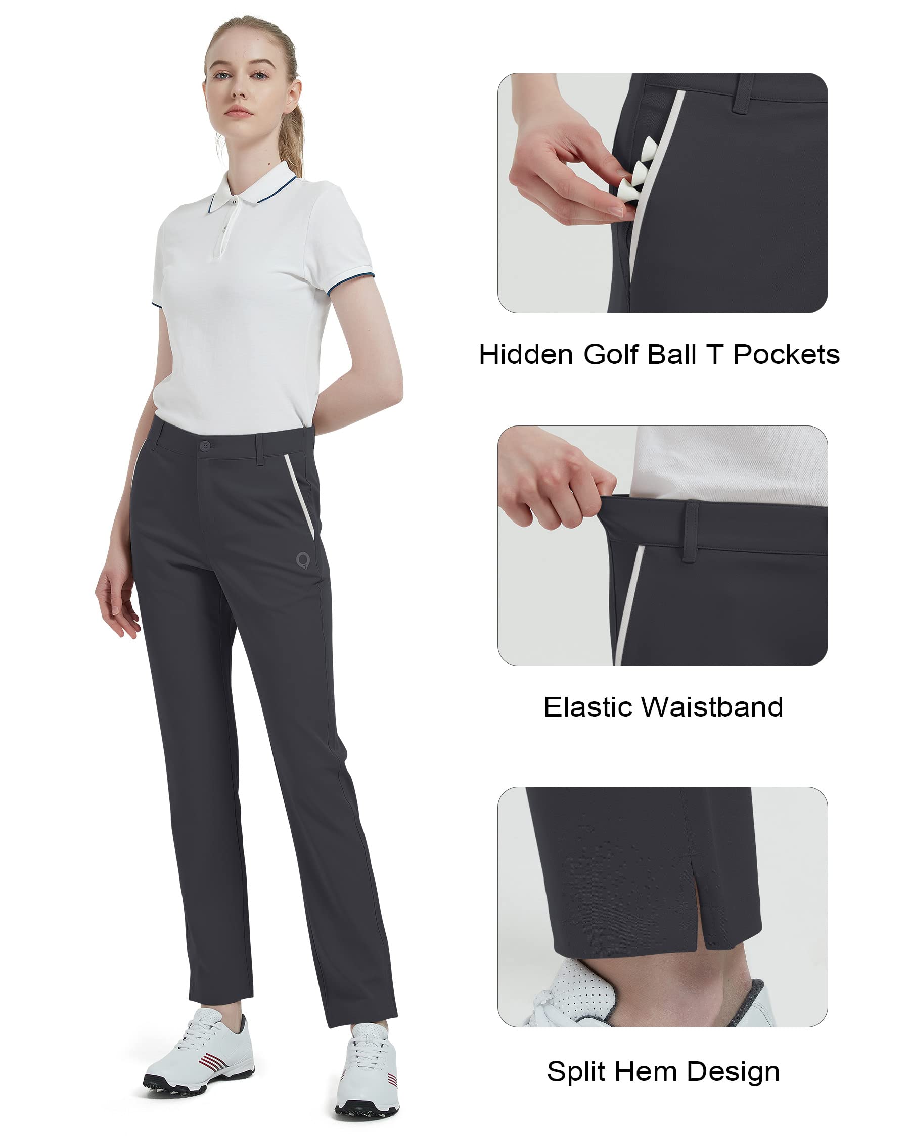 Bakery Damen-Golfhose, Stretch, mit Taschen, schnell trocknend, leicht, Kleid, Grau / Schwarz, 36
