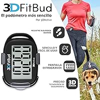 Vista 2 de 3DFitBud Simple Contador de Pasos - Podómetro 3D para caminar de 3DActive con clip, cordón, rastreador de pasos preciso, pantalla grande, fácil