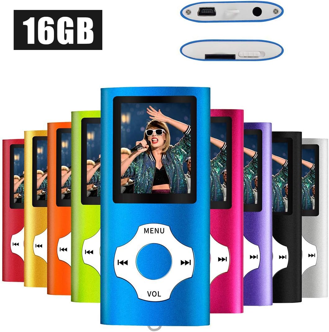 MYMAHDI MP3/MP4 Music Player with 16 GB Micro SD Card(Expandable Up to 128GB),Supporting Photo Viewer,Voice Recorder,FM Radio,E-book and High Quality Earphone Provided Color Darkblue