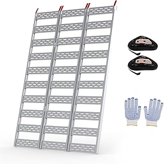 Ramps for Pickup Trucks, GarveeTech Aluminum ATV Ramps 1500 LBS Capacity, Tri-Fold Motorcycle Powersports Loading Ramps with Load Straps for Motorcycles, ATV/UTV, Lawn Mowers, Tractors, 76" L x 50" W