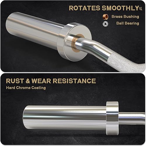 Miniatura 2 de RitFit Barra de rizo EZ de 2 pulgadas con pesas, capacidad de peso de 300 libras, barra olímpica para ejercicios de bíceps, tríceps y levantamiento