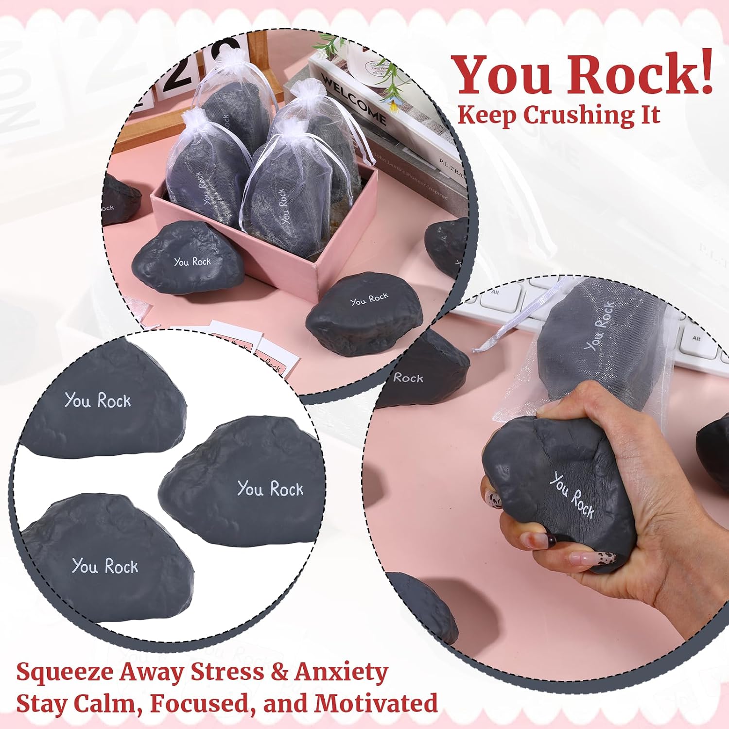 10 Sets Funny Stress Balls for Adults You Rock Motivational Stress Balls Bulk Foam Stone for Employee Appreciation Gifts Bulk Staff Appreciation Gifts for Coworkers for Women Men image 5