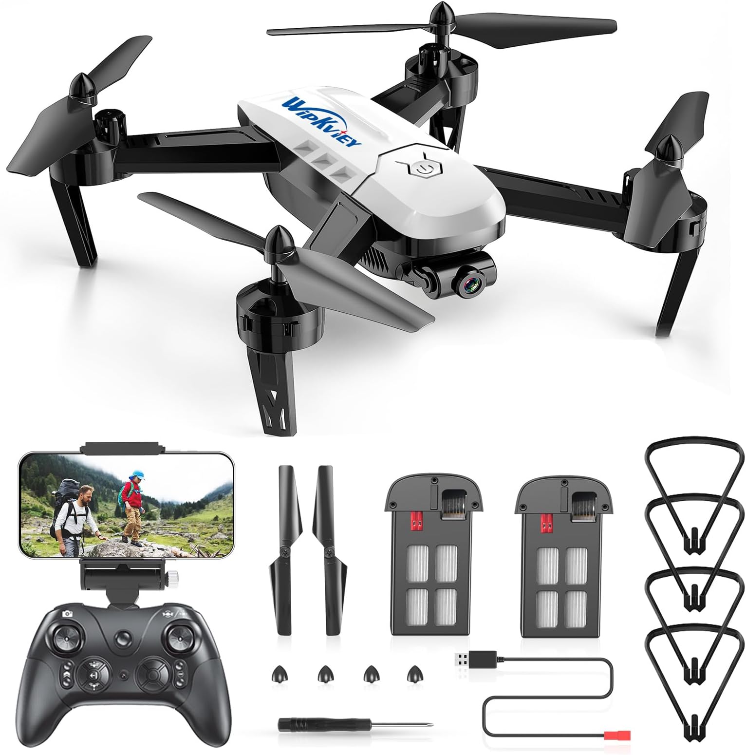 Drone Avec Caméra 4K WiFi FPV - 25 Min Vol, Trajectoire, Maintien Altitude, 2.4G/5G Pour Débutants