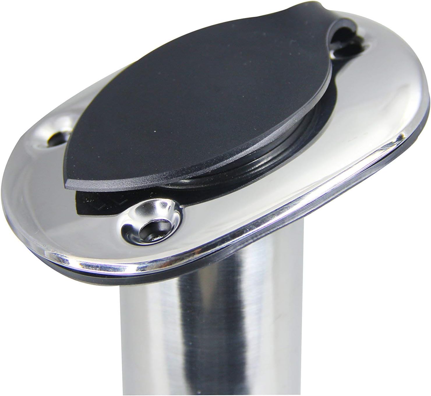 Pactrade Marine Boat Pontoon SS Flush Mount 15° Fishing Rod Holder 9.5" PVC Cap
