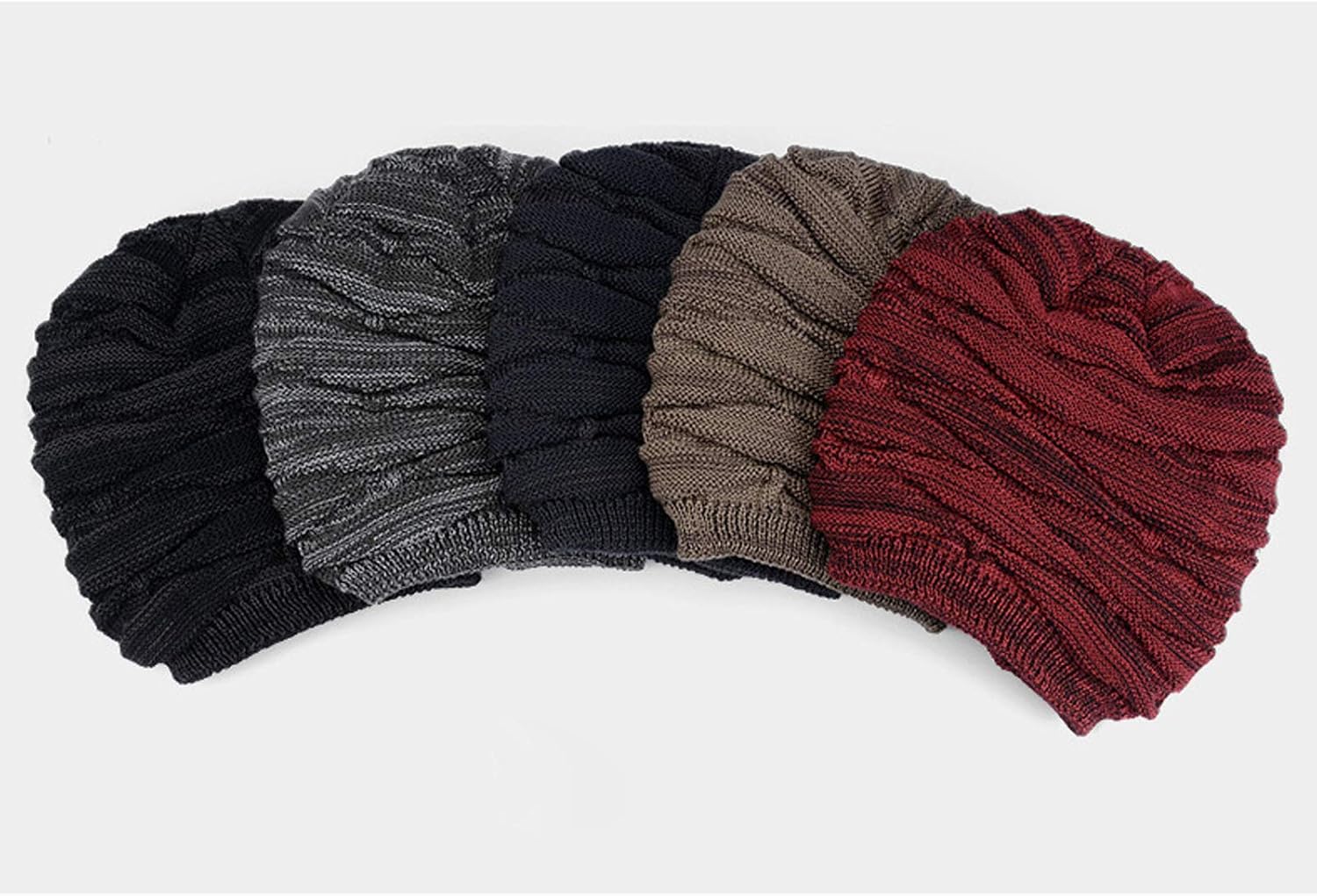 Flygo Mens Winter Warm Fleece Lined Knit Beanie Hat Slouchy Thick Skull Cap