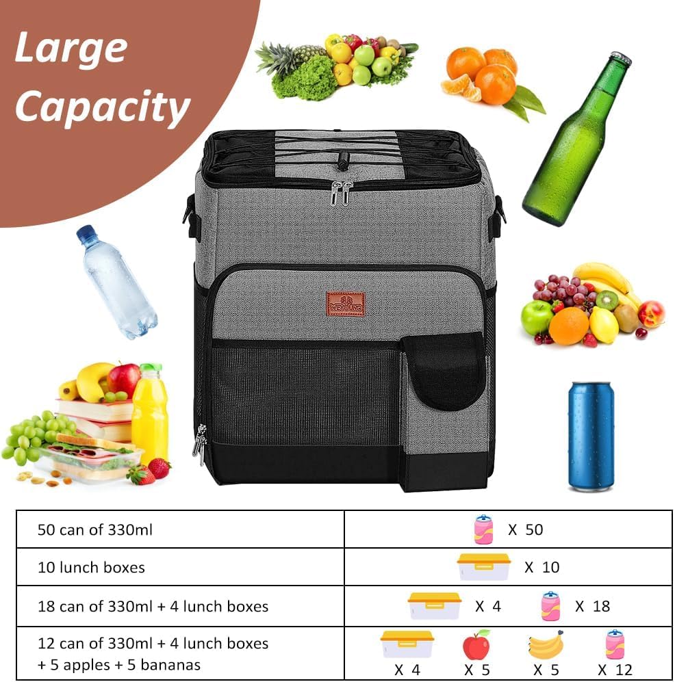 BY-J Soft Cooler Bag, Collapsible Coolers Insulated Leak Proof, Large Lunch Box for Men Women, Soft-Sided Cooler for Picnic, Grocery, Beach, Camping, Travel