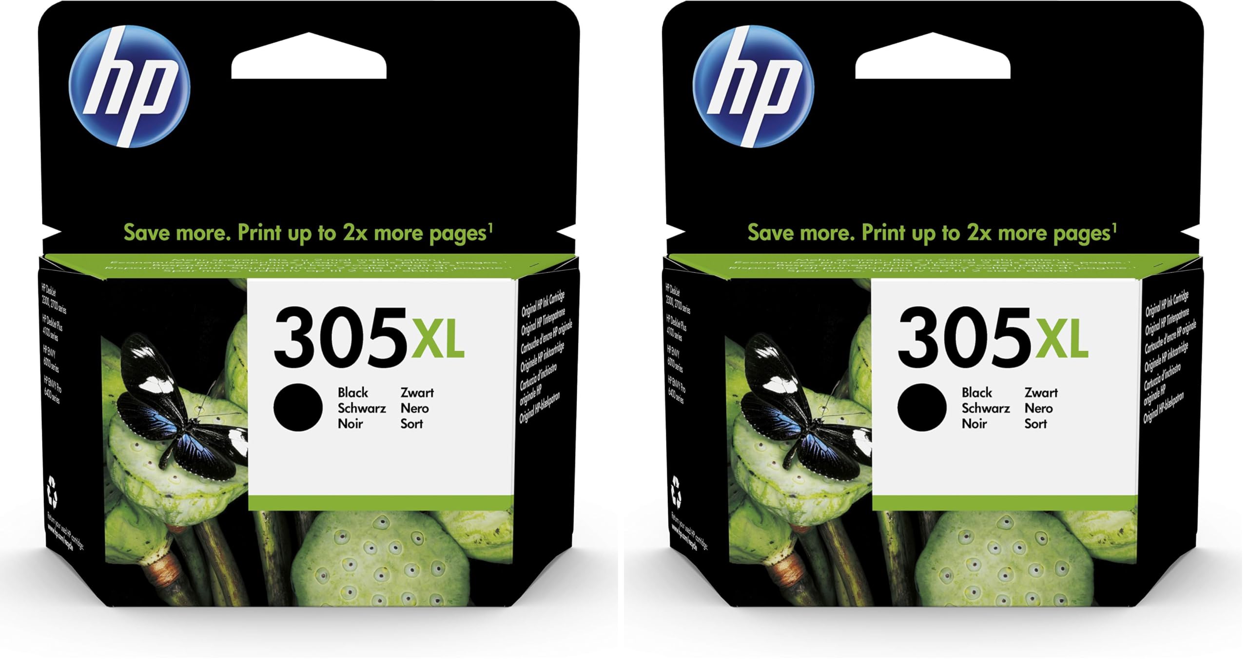 HP 305XL High Yield Black Original Ink Cartridge (Pack of 2)