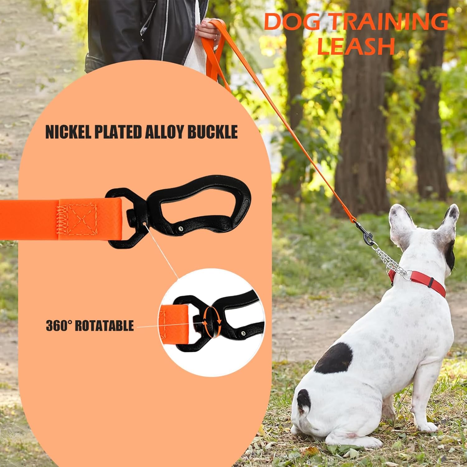 33 Ft Dog Training Leash,Slip Traction Rope Waterproof Dog Leashes for Small Medium and Large Dogs,Heavy Duty Long Leash for Dog Walking,Running,Training,Orange