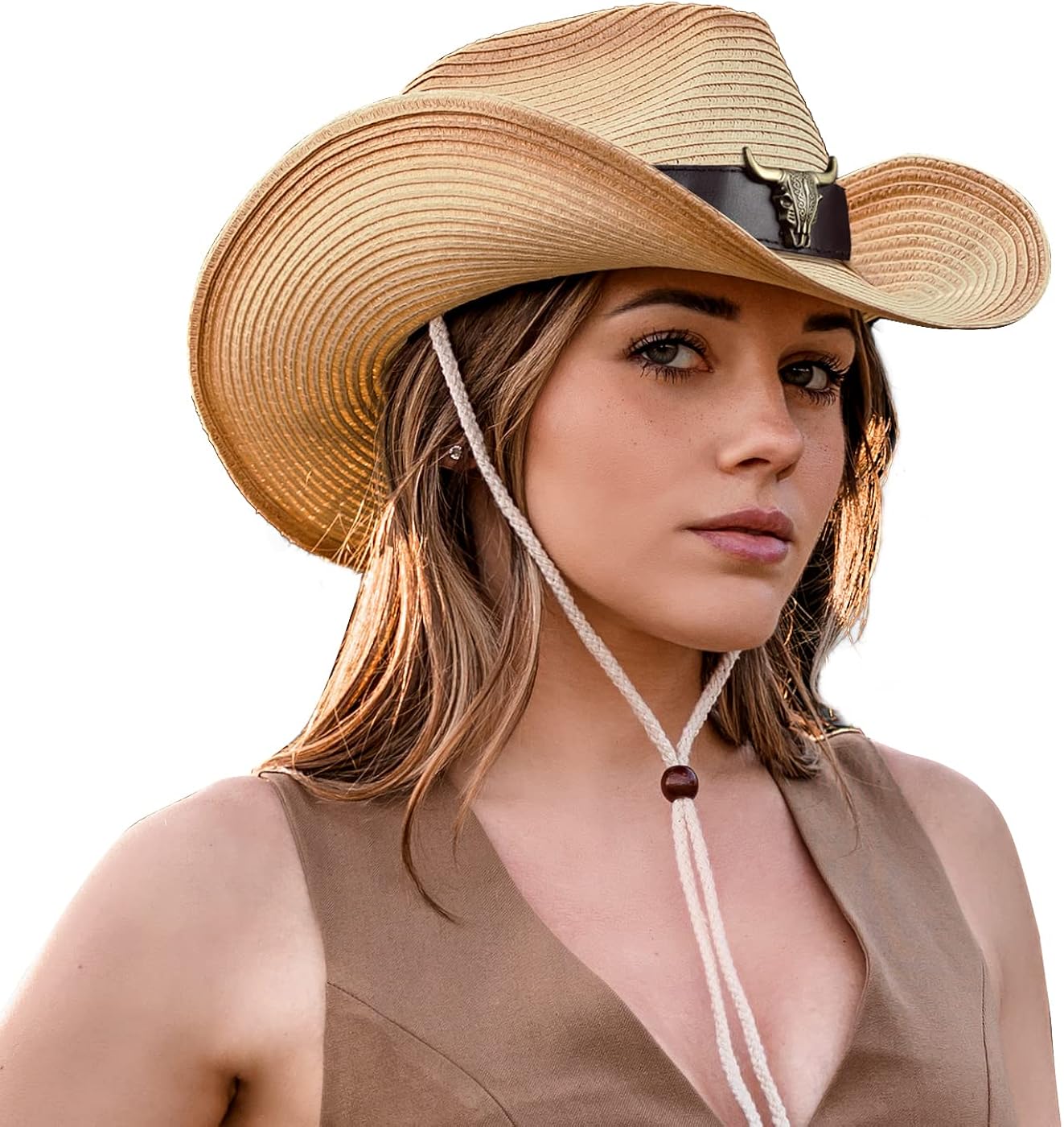 EW East Water Straw Cowboy Hats for Men Women Cowgirl Hat Cowboy Western Hats for Women Men with Woven Straw Cowgirl Hats at  Men’s Clothing store
