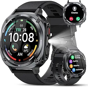 Military Smart Watches for Men(Answer/Make Calls), 1.39" HD Fitness Watch, 24/7 Heart Rate Sleep Monitor, Smart Watch for Men,114+ Sport Modes, IP68 Waterproof Smartwatch for Android iOS, 30Day, Black