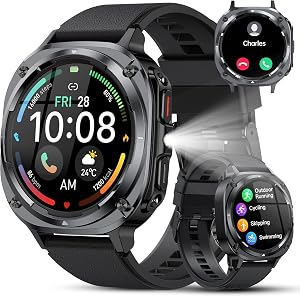 💎 72% MEGA DEAL! Reloj Inteligente Hombre Militar, 1.45″ HD Smartwatch Hombre con Llamadas BT 5.4, 114+ Modos Deportivos, Monitor de Sueño/Podómetro/Pulsómetro, IP68 Impermeable Pulsera Actividad para Android iOS