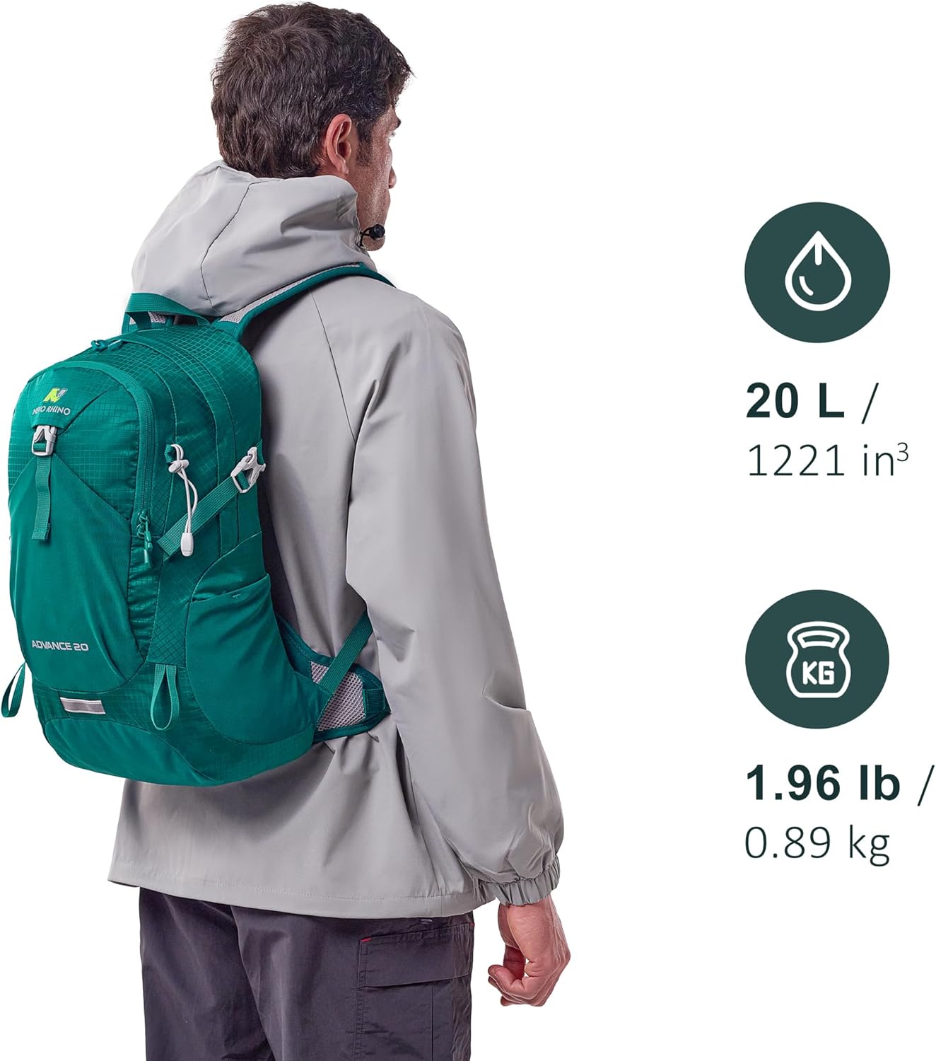 N NEVO RHINO 20L Hiking Internal Frame Backpack for Men Women, Travel Backpack Waterproof Camping Backpack with Rain Cover