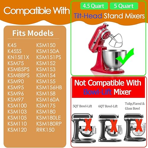 Miniatura 2 de Blender Ninja hembra de 6 aletas y batidor de borde flexible de acero inoxidable para mezclador KitchenAid de cabeza inclinable de 4.5-5 cuartos