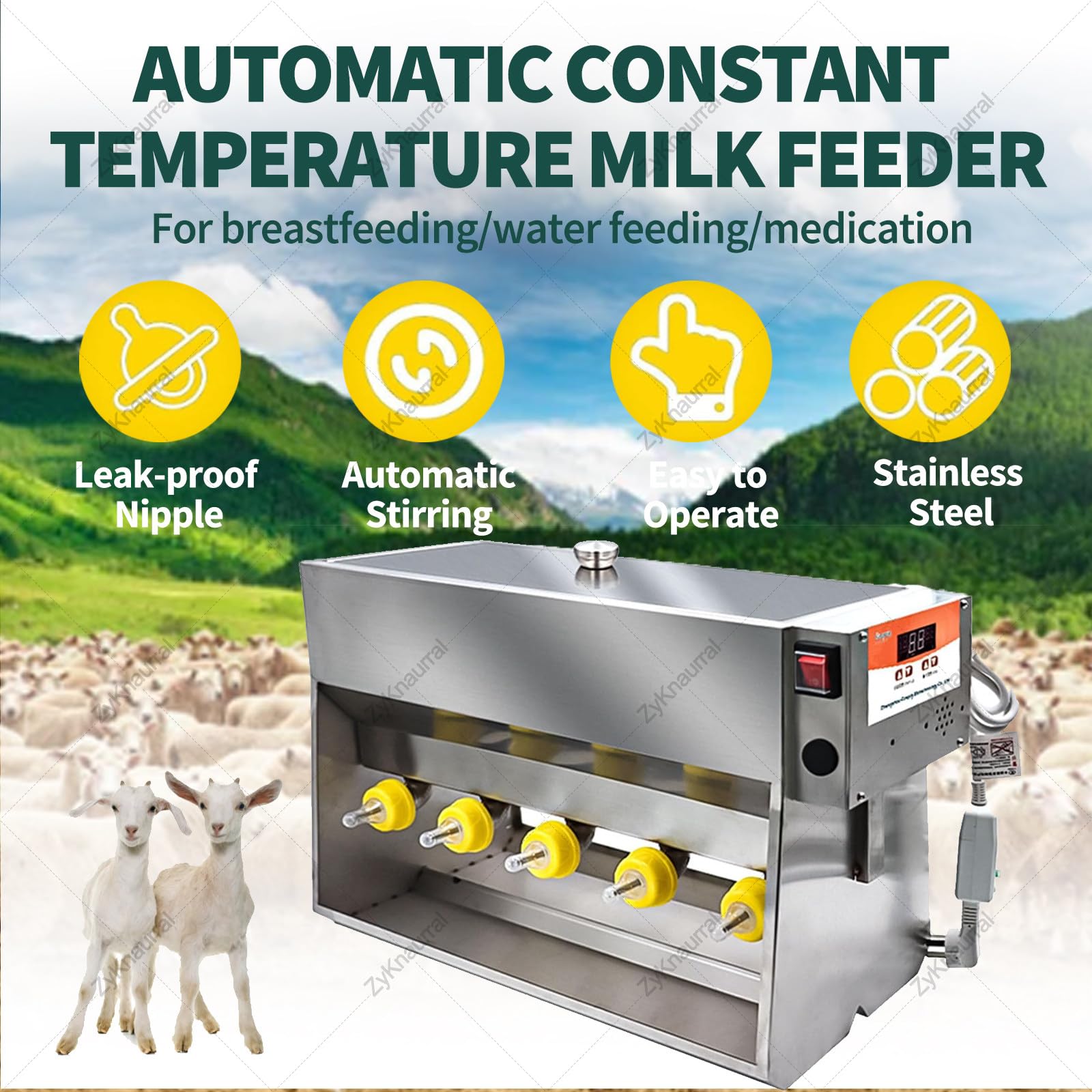 Botella de alimentación automática para lechones, alimentador de pezones de silicona de temperatura constante, pezones 10/14 para granja