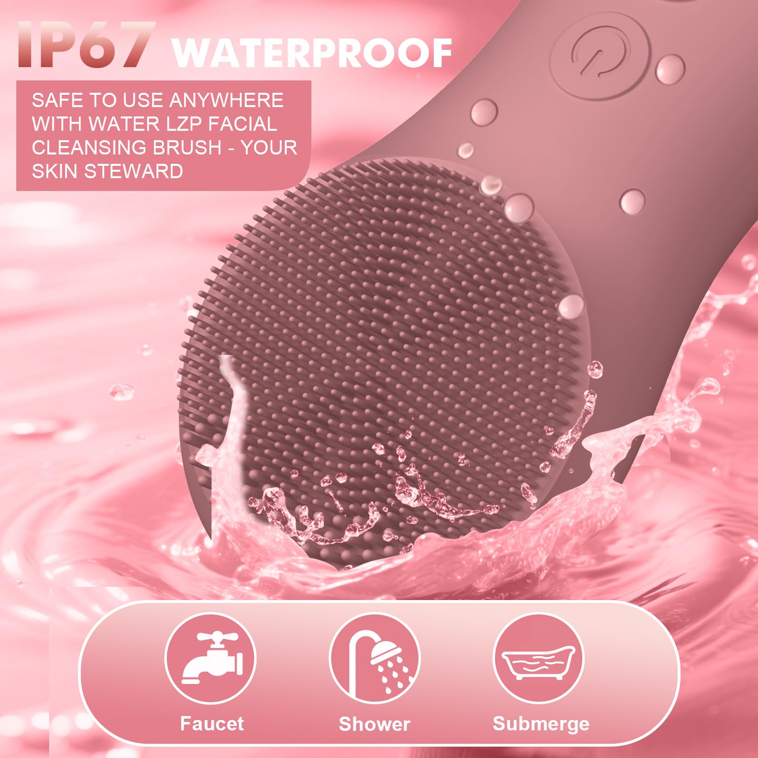 LZP Facial Cleansing Brush Face Scrubber, Silicone Electric Exfoliator Scrubber with 6 Speeds, Rechargeable Face Scrubber for Cleansing, Waterproof Face Scrub Brush for Men & Women
