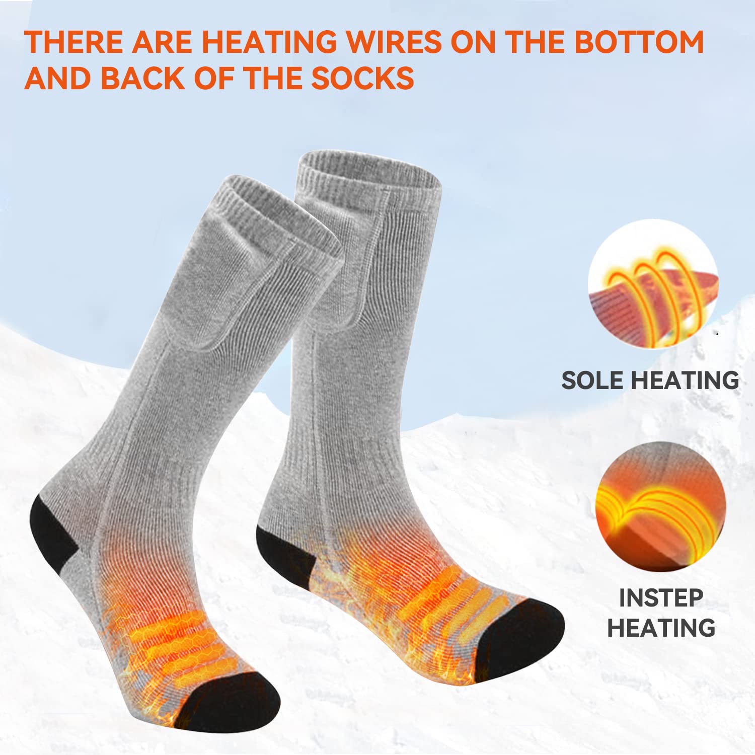 Chaussettes Chauffantes Rechargeables — Batterie 4500 MAh, 3 Niveaux De Chaleur | Pour Ski, Randonnée, Camping L’hiver | Confort Et Chaleur Garantis